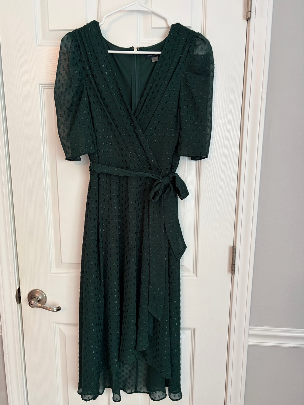 Tommy Hilfiger Green Faux-Wrap Midi Dress